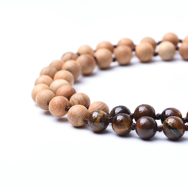 TIGER EYE - Mala Kette aus Tigerauge & Thuja