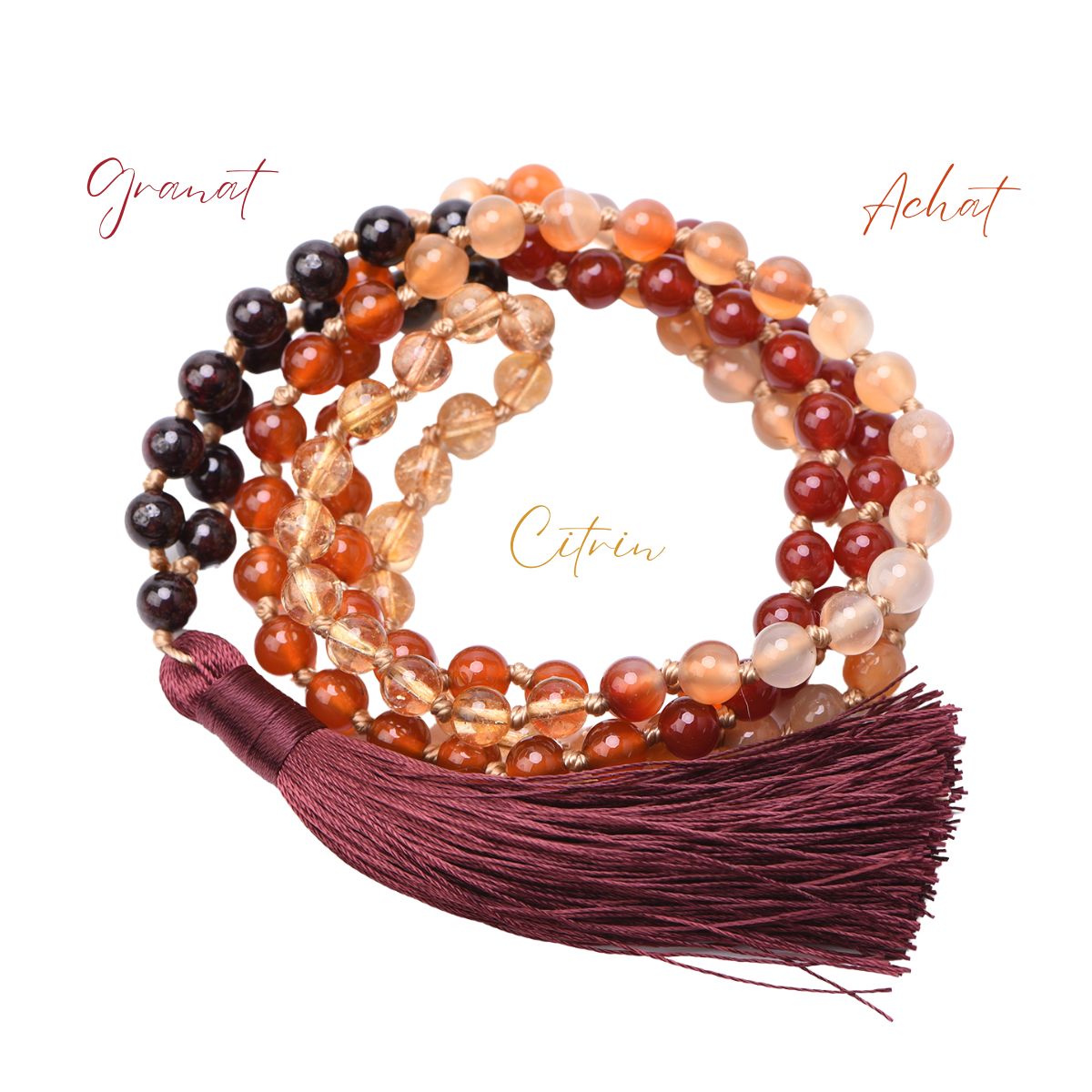 INNER SUN - Mala Kette aus Citrin, Granat & Achat