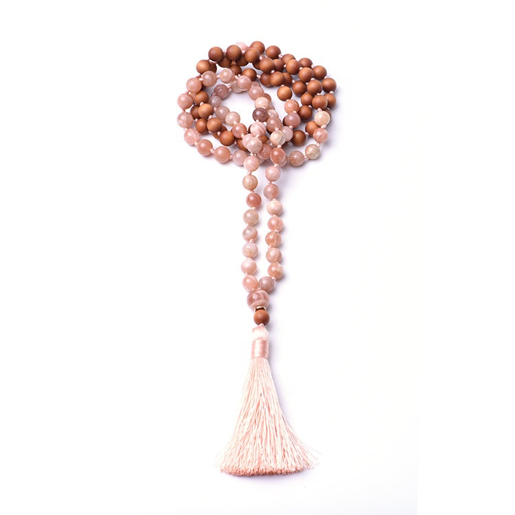 SUNSHINE - Sonnenstein & Sandelholz Mala Kette