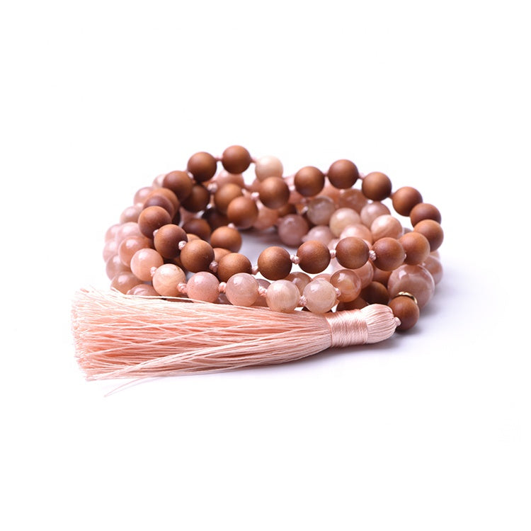 SUNSHINE - Sonnenstein & Sandelholz Mala Kette