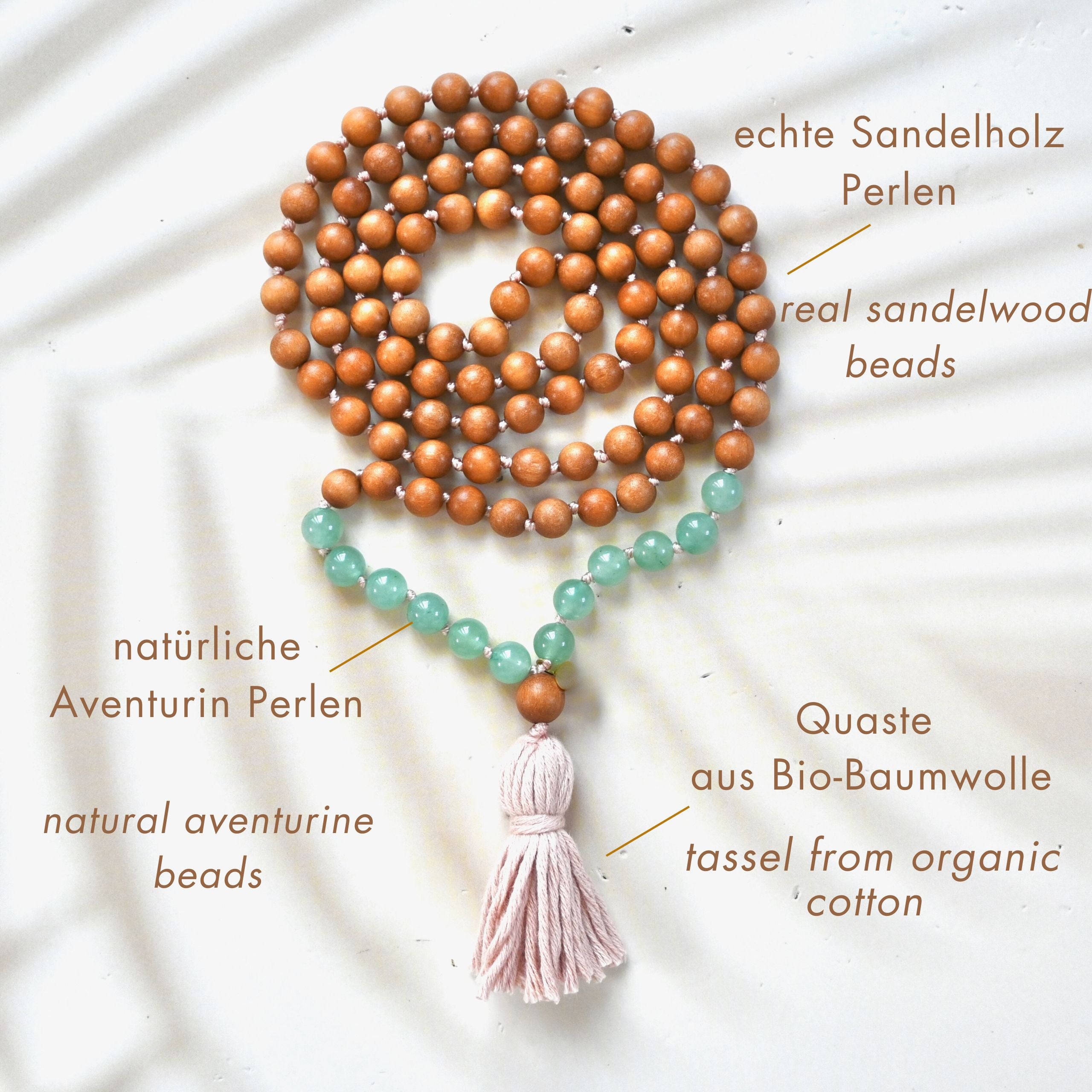AVENTURIN SANDELHOLZ Mala Kette
