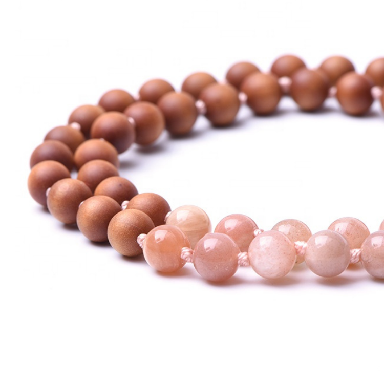 SUNSHINE - Sonnenstein & Sandelholz Mala Kette