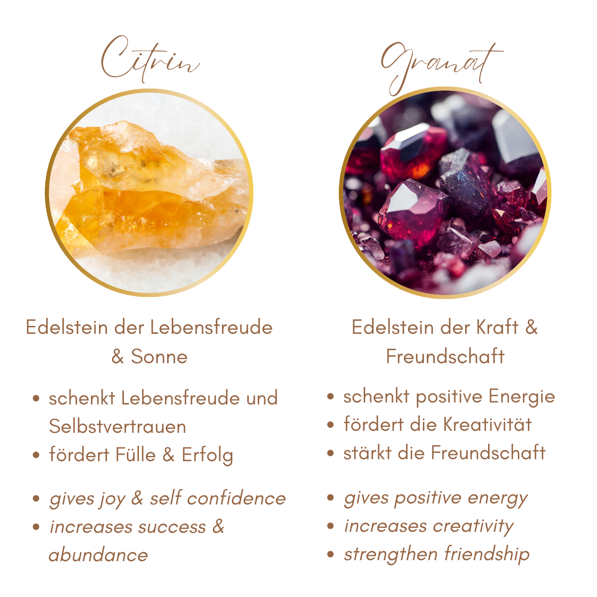 INNER SUN - Mala Kette aus Citrin, Granat & Achat