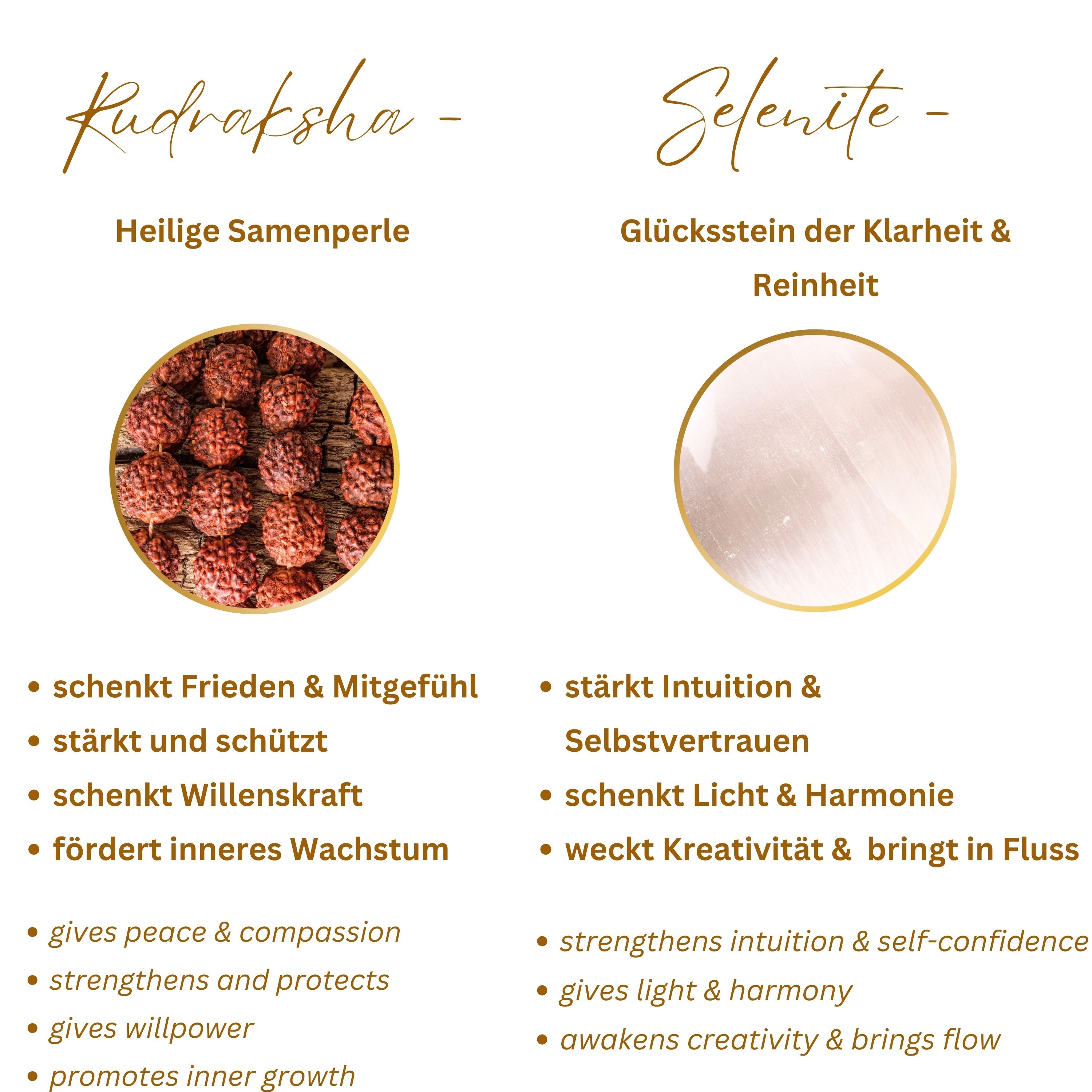 IN FLOW - Selenit & Rudraksha Mala Kette