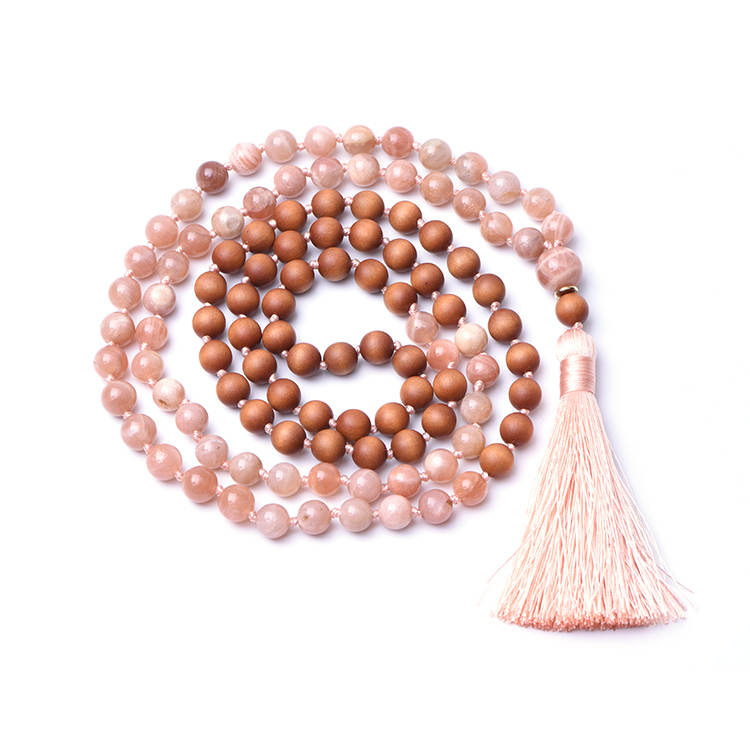 SUNSHINE - Sonnenstein & Sandelholz Mala Kette