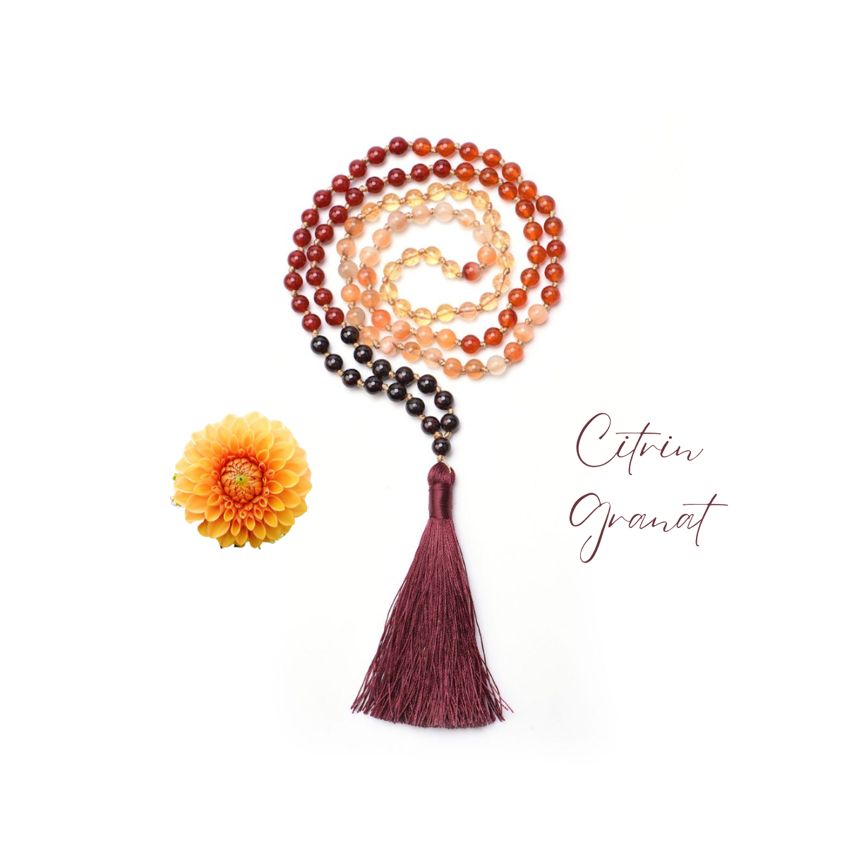 INNER SUN - Mala Kette aus Citrin, Granat & Achat