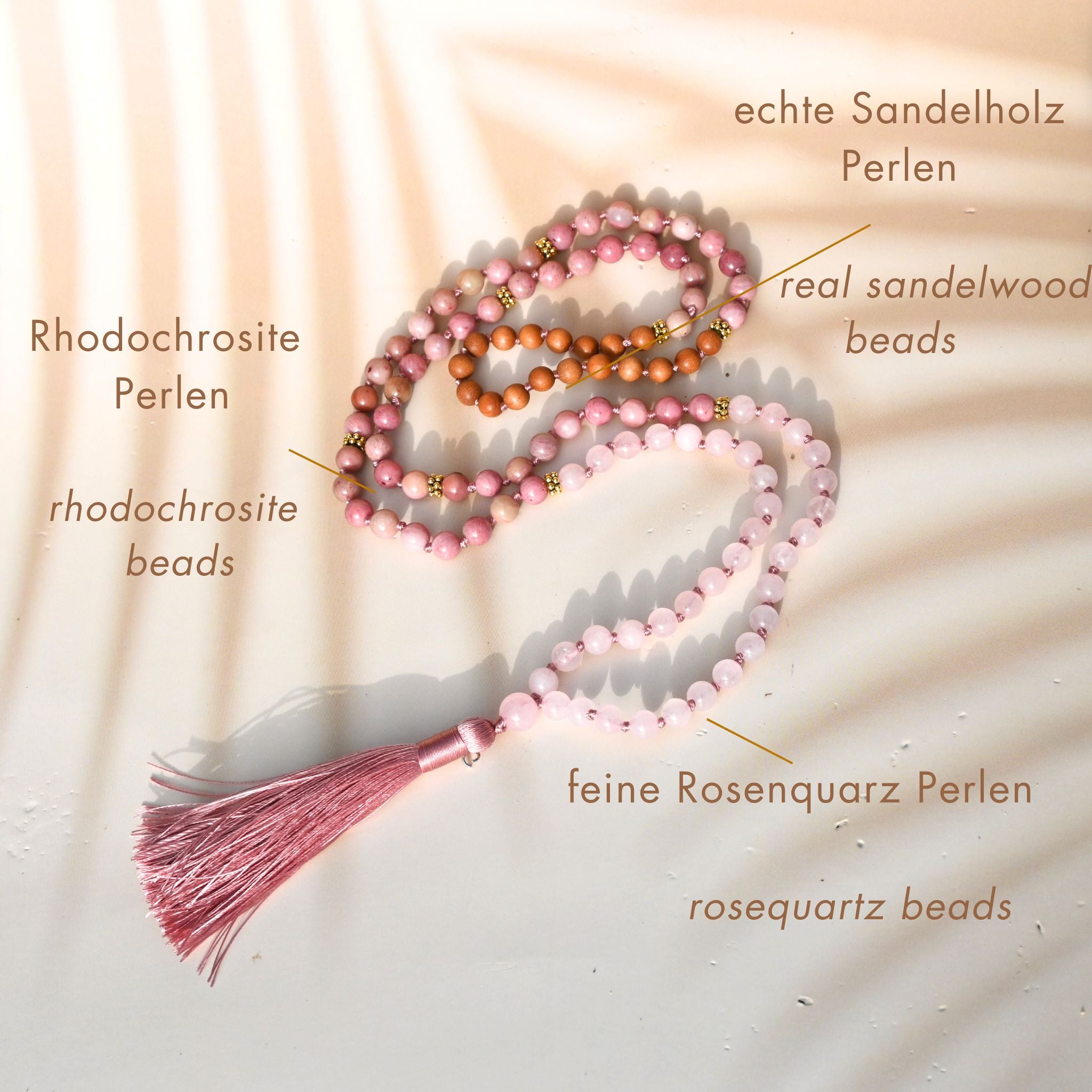 RHODOCHROSIT ROSENQUARZ - Mala Kette